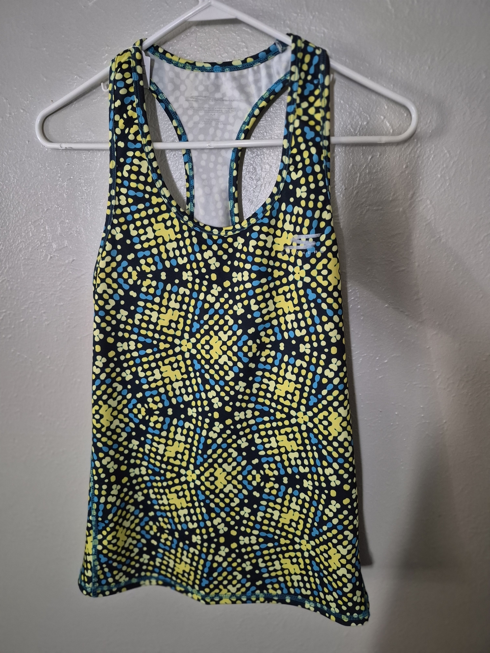 Skechers Black Tank Top with Yellow and Blue Dot Pattern
